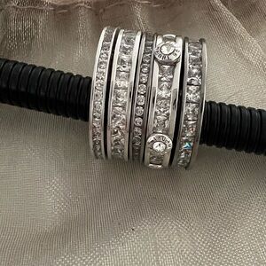 Henri Bendel Stainless Steel Crystal Ring Set